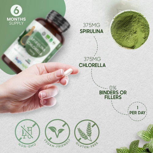 Organic Spirulina and Chlorella Capsules